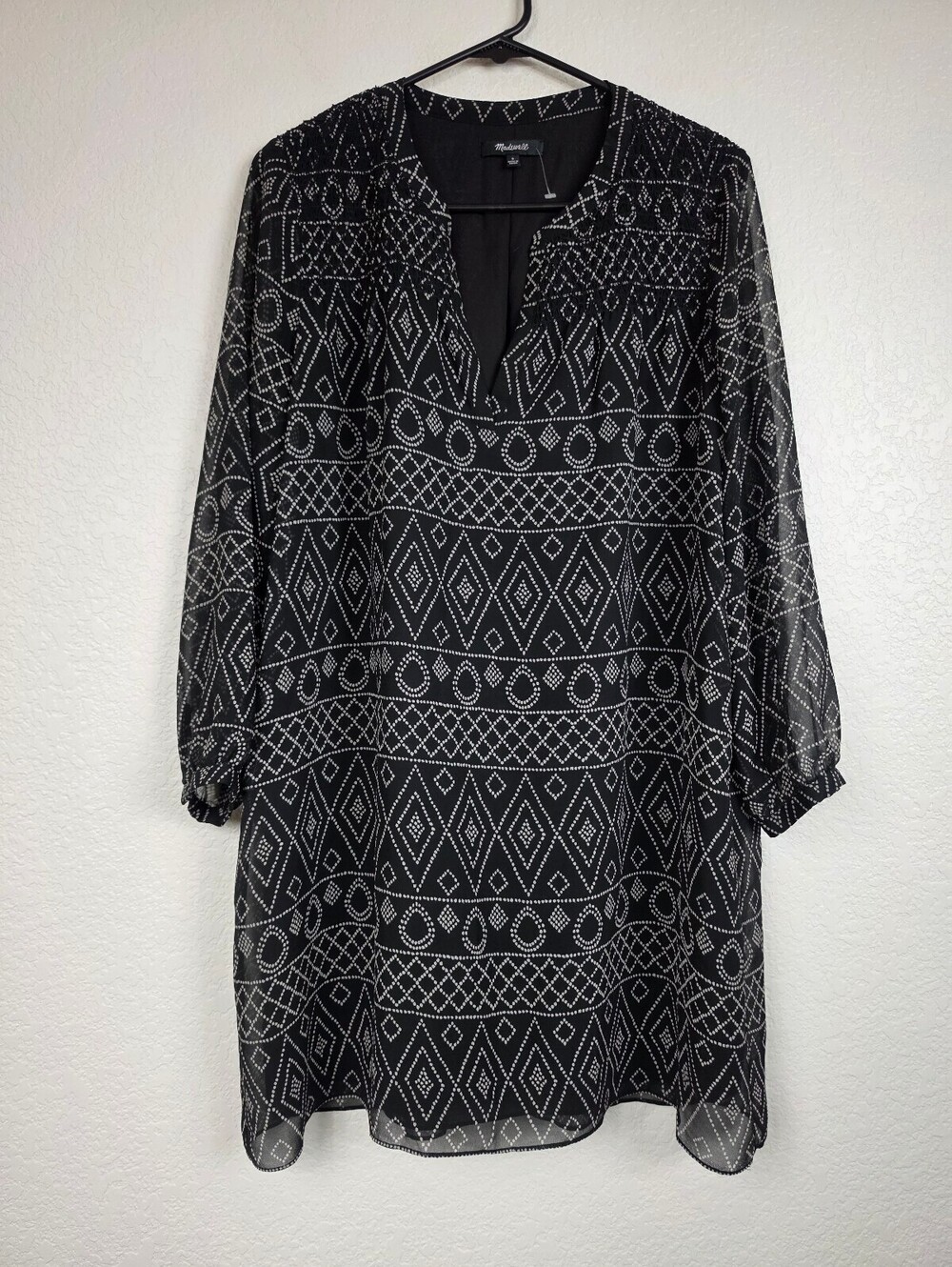 Madewell Black Patterned Tunic Dress Size S